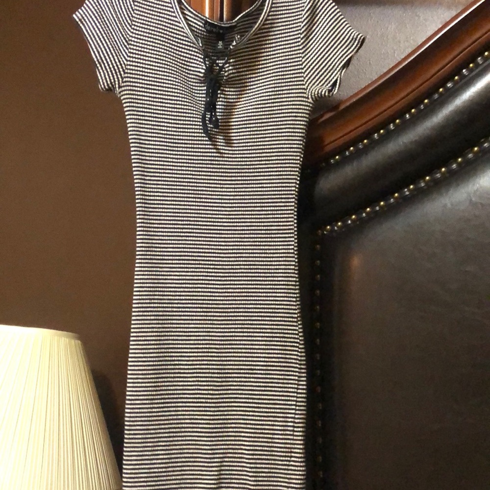 Black and white striped dress